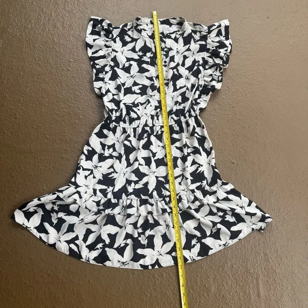 Joie Krystina Dress Sz M Ruffles Flutter Sleeve Summer White Black Floral $348 - Picture 5 of 13